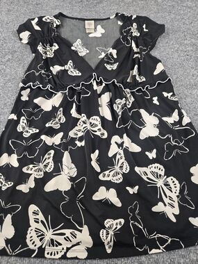 In Bloom By Jonquil Black Cream Butterfly Lounge Dress Size Large #305